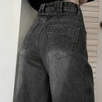 Women Fashion Loose Jeans Female High Waist Streetwear Designer Wide Leg Trousers Female Classic Gray Goth Straight Leg Pants - Matrix-studios.com