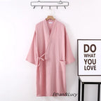 Couples Crepe Gauze Bathrobe Solid 100% Cotton Robe Long-sleeved V-neck Kimono Wedding Robes Sleepwear Plus Size Dressing Gown - Matrix-studios.com