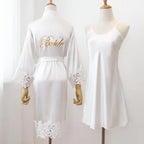 Sexy Women Home Dressing Gown Intimate Lingerie Lace Bride Wedding Robe Set Nightwear Casual Sleepwear Kimono Bathrobe Gown - Matrix-studios.com