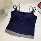 Yoga Tank Top, One-piece Mock Two-piece Sports Tank Top With Push-up Bra Pads, Breathable Quick-Drying Workout Fitness Wear - Matrix-studios.com