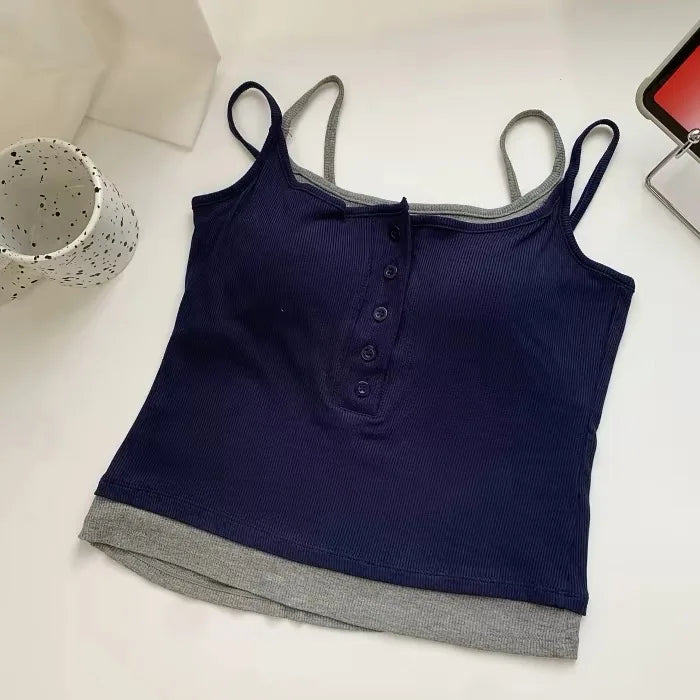 Yoga Tank Top, One-piece Mock Two-piece Sports Tank Top With Push-up Bra Pads, Breathable Quick-Drying Workout Fitness Wear - Matrix-studios.com
