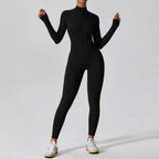 Yoga Boilersuit Long Sleeved Women's Sportswear Gym Zipper Jumpsuits Workout High-intensity Fitness One-piece Skin-tight Garment - Matrix-studios.com