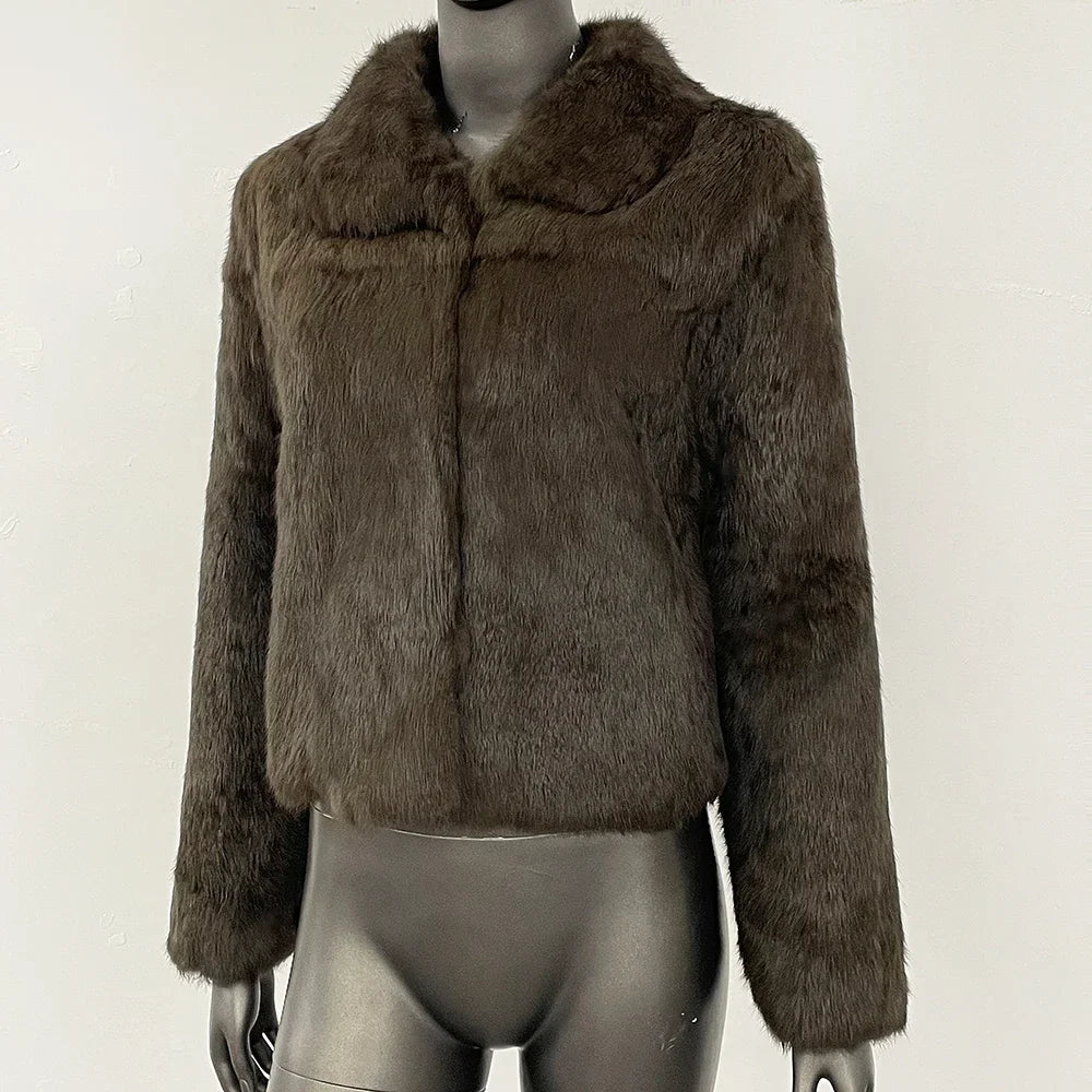 Natural Rabbit Fur Coat Women New Autumn Winter Female Real Fur 2025 Real Leather and Fur Women's Clothing Outerwear Lady Jacket - Matrix Studios