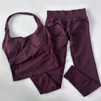 1-2pcs Gym Set Women Backless Tank Tops High Waist Scrunch Seamless Shorts High Waist Yoga Leggings Workout Sets Gym Suit - Matrix-studios.com