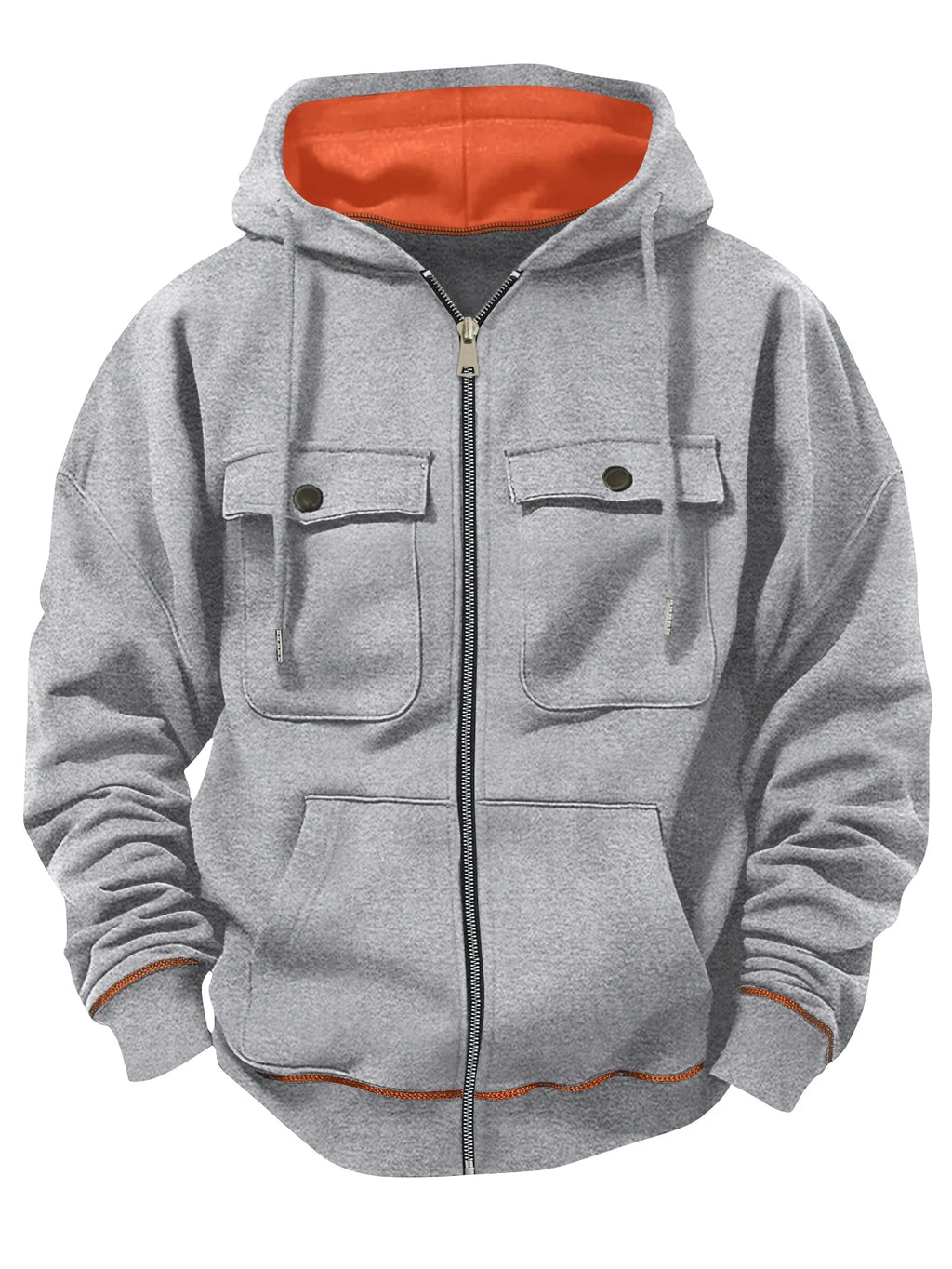 Spring Autumn New Men's Multi Pocket Hoodie with Velvet Casual Zipper Hoodie Fashion Sports Street Top Jacket for Men - Matrix Studios