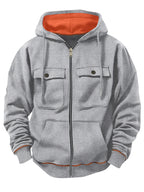 Spring Autumn New Men's Multi Pocket Hoodie with Velvet Casual Zipper Hoodie Fashion Sports Street Top Jacket for Men - Matrix Studios