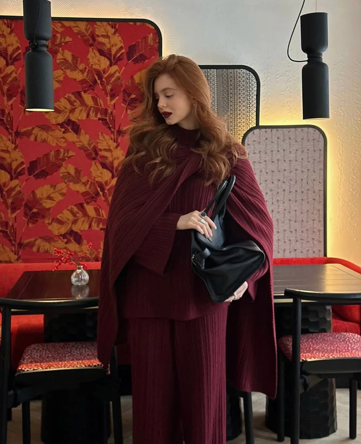 Hirsionsan Soft Elegant Vintage Women Suits 3 Pieces Female Sets O Neck Sweater & Wild Leg Pants with Scarf Knitted TrackSuit - Matrix-studios.com