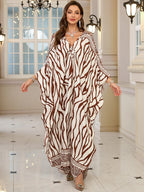 Kaftan Dresses for Women Wave Neck Swimsuit Cover Up Caftan Dress Plus Size Oversized Long Beach Dress - Matrix Studios