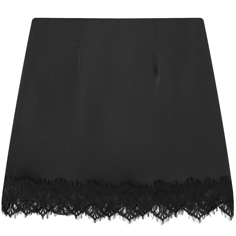 HXAO Satin Lace Skirt Shorts Women's Skirt Sexy Mini High-Waist Culottes Elegant Pencil Skirt Pant Ladies Fashion Party Culottes - Matrix-studios.com
