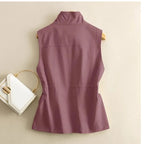 Short Waistcoat Jacket Women's Slim Spring Autumn Casual Outerwear Vest 2026 New Ladies Loose Pure cotton Sleeveless Coat - Matrix Studios