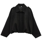 HXAO Women's Bomber Jacket Lapel Long Sleeve Zipper Suede Jacket Women 2025 High Street Cropped Racing Jackets Coats Outerwears - Matrix-studios.com