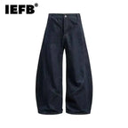IEFB American Style Men Denim Pants Wide Legcurved Knife Jeans Men's Women's Trendy Loose Clean Fit High Street Trousers 9W2265 - Matrix Studios