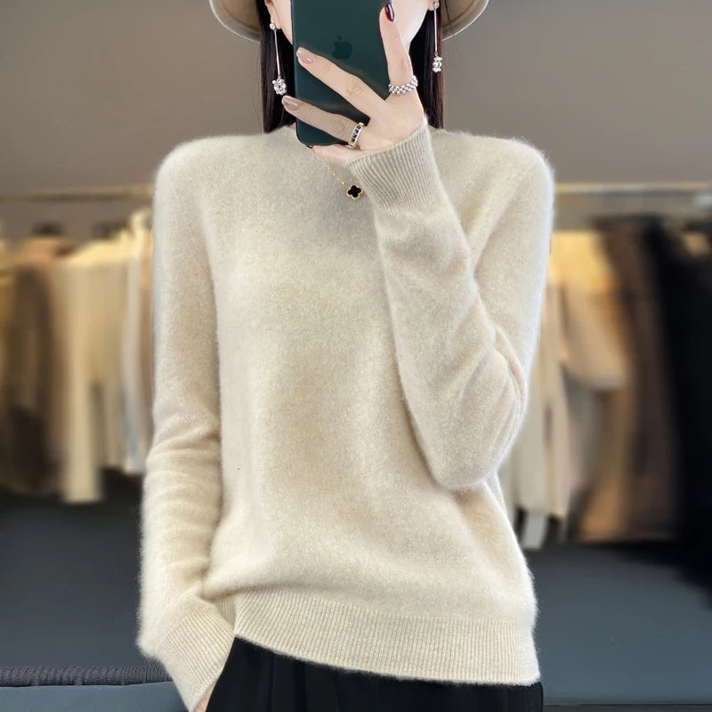 New Cashmere Sweater for Women in Autumn and Winter 100% Merino Wool Fashion O-neck Warm Pullover Top - Matrix Studios