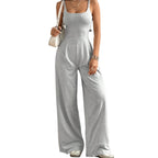 Women's Casual Halter Jumpsuit Spring and Summer Daily Solid Slim-Fit Backless Sleeveless Jumpsuit Lady's Floor-Length Trousers - Matrix Studios