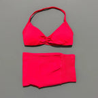 HISTELLO Gym Set 2 Piece Women Strappy Yoga Bra Top Workout Scrunch Shorts Sports Suit Fitness Clothes Seamless Yoga Set - Matrix-studios.com