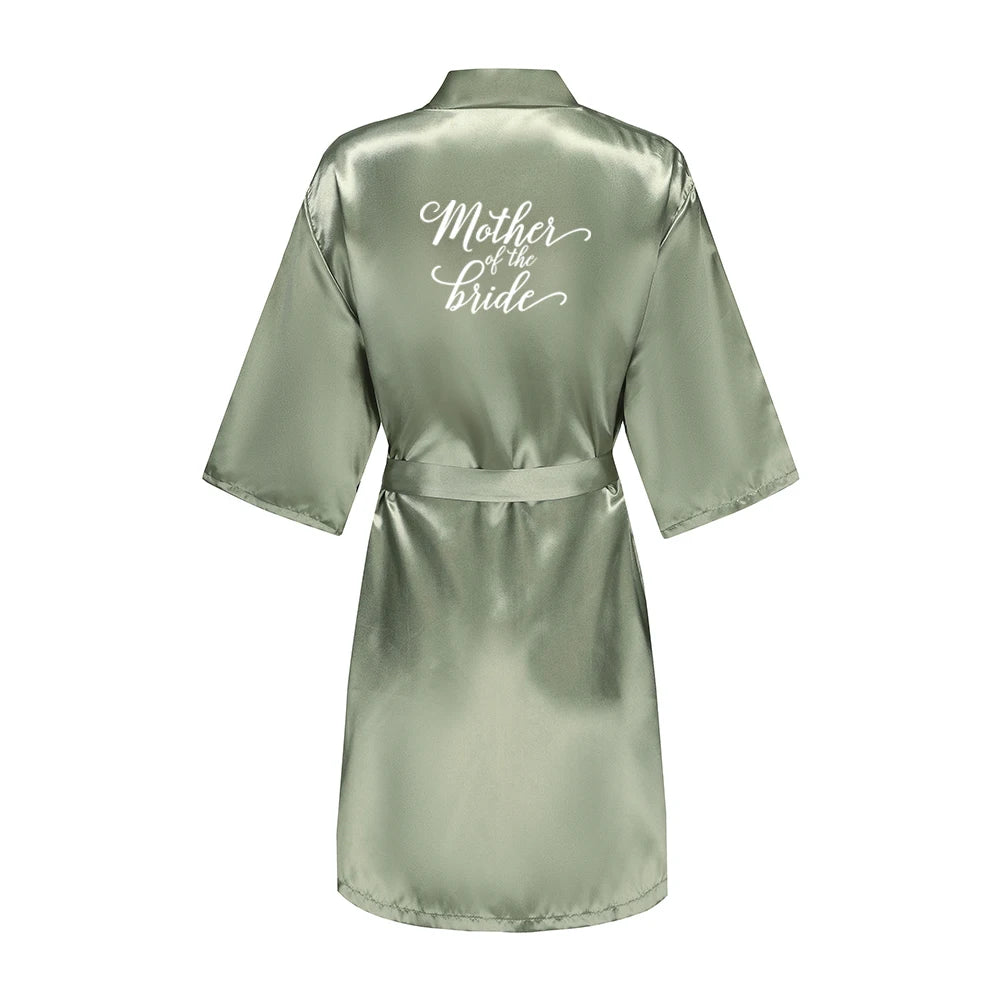 Women's Satin Robe Silk Kimono Bathrobe Pure Short Sexy Sleepwear Bridesmaid Bride Party Robes Grass Green