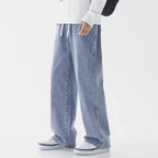 2026 New Streetwear Loose Jeans Men Korean Style Fashion Loose Straight Wide Leg Pants Men's Brand Clothing Black Light Blue - Matrix Studios