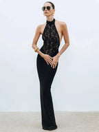 Lace Patchwork Dresses For Women Fashion Sexy Streetwear Solid Sleeveless Tank Sheath Hip Wrap Long Vestidos Robe Female Elegant - Matrix-studios.com