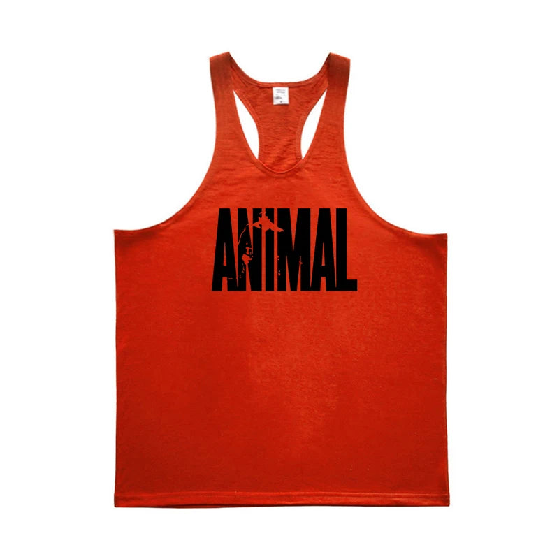 ANIMAL Letter Printed Gym Clothing Mens Bodybuilding Fitness Tank Top Cotton Raceback Stringer Singlets Workout Sleeveless Shirt - Matrix Studios