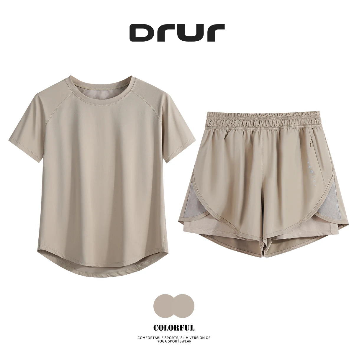 DRUR 2pcs Gym Set Women Summer Sportswear Outfit 2 Piece Short Sleeve Sports Shirt Shorts Sets Jogging Suit Female Tracksuit New - Matrix-studios.com