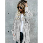 Women Autumn Winter Double-faced Fur Fleece Faux Fur Medium Style Hooded Warm Thick Coat Casual Solid Long-sleeved Fur Overcoat - Matrix Studios