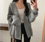 Slouchy Cardigan Knitted Drop Shoulder Long Sleeve Ribbed Open Front Sweater Jacket Women Teen-girl Fall Winter Basic Outfit - Matrix Studios
