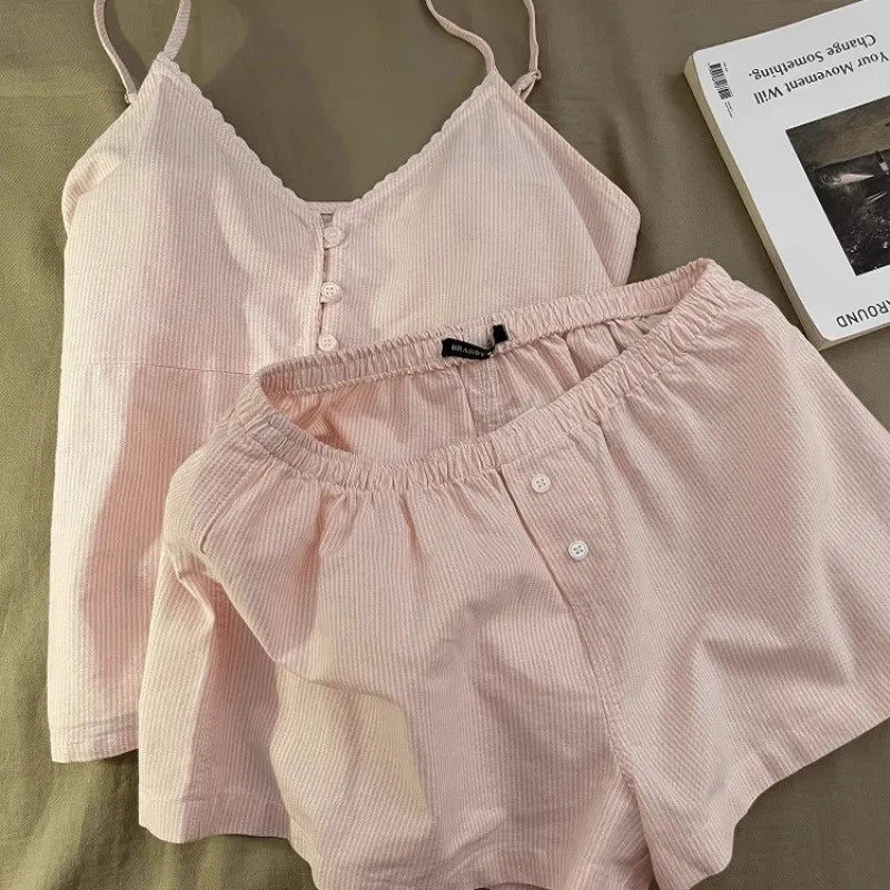 2025 New Cotton Sleepwear Women's Summer Short Sleeved Shorts Cute Women's Home Clothing Set Женская Пижама - Matrix-studios.com