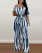 Summer Elegant Off Shoulder Women's Jumpsuit 2024 Fashion Trend Casual Short Sleeve Wide Leg Pants Jumpsuits for Women Overalls - Matrix Studios