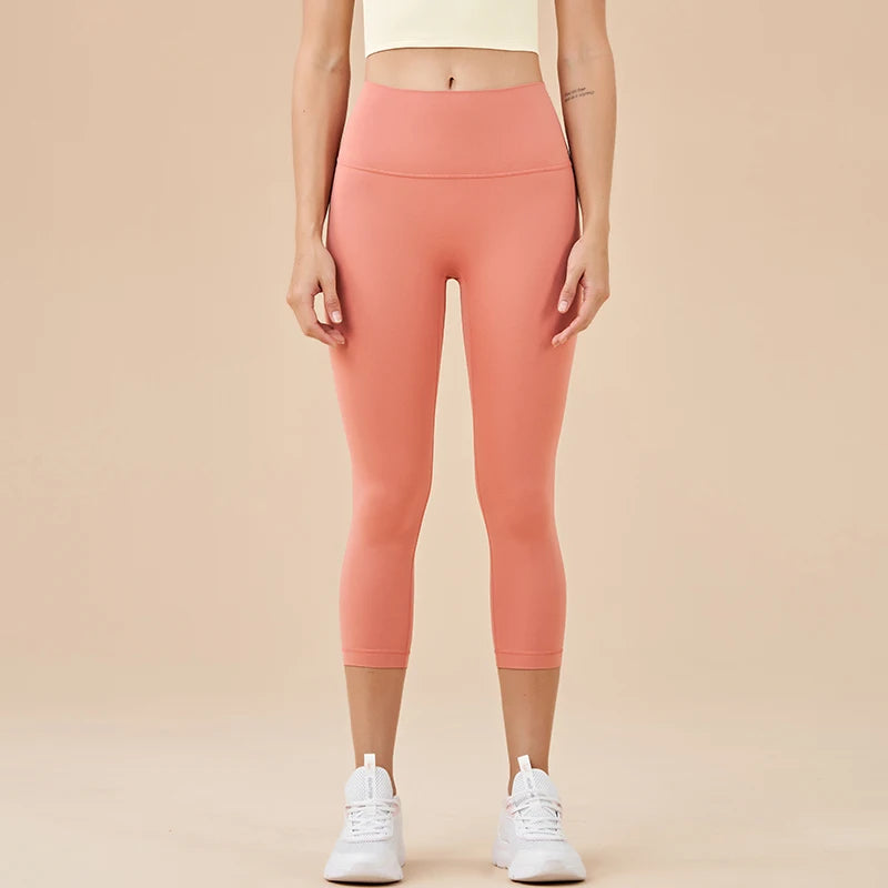 SOISOU Nylon Yoga Capri Pants Leggings Women's Pants Gym Sexy High Waist Tight Breathable Elastic Girl Sports Pants 13 Colors - Matrix-studios.com