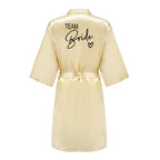 Wedding Party Team Bride Robe With Black Letters Kimono Satin Pajamas Bridesmaid Bathrobe SP003 - Matrix-studios.com