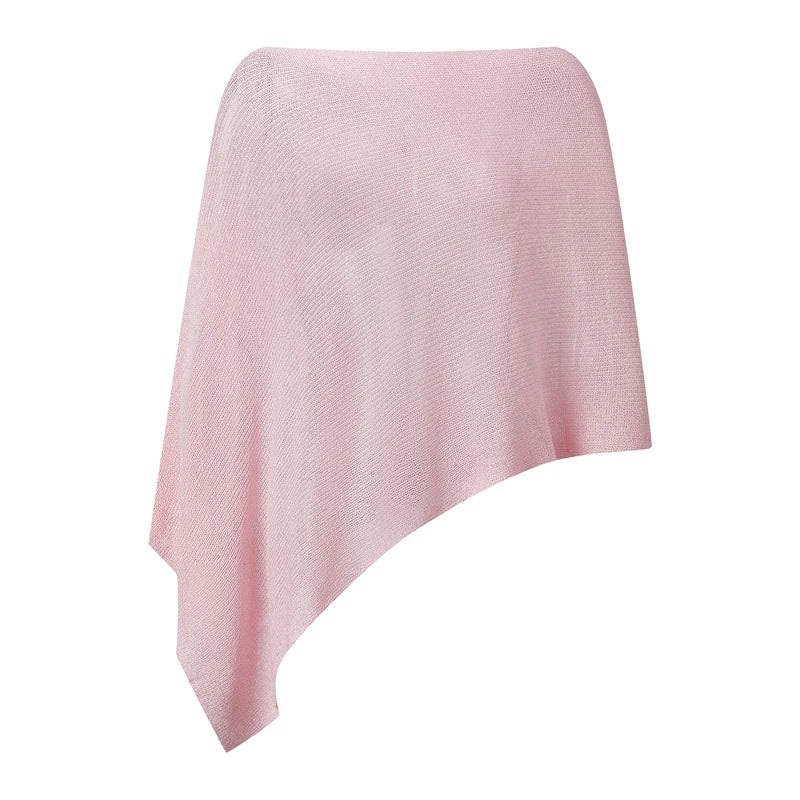 Women Boho Sheer Knitted Poncho Crop Top Irregular Asymmetric Batwing Sleeve Beach Cover Up Off Shoulder Summer Shawl T-shirt - Matrix Studios