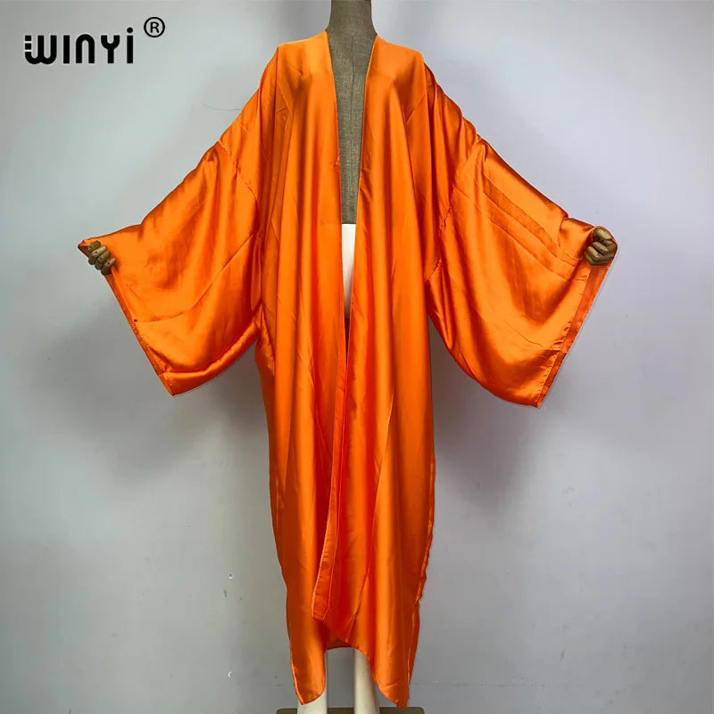 WINYI Kimono Boho Monocolour Kaftans Beach Wear Elegant Купальник Holiday Beach Outfits for Women Cover Ups Comfortable Dress - Matrix Studios