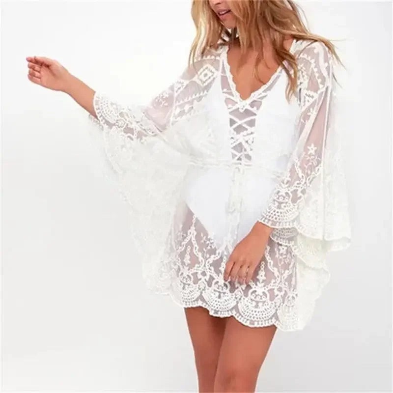2023 Lace Beach Pareo Beachwear Swim Suit Cover Up Playa Pareo Tunics for Beach Tunic Swimwear Women - Matrix Studios