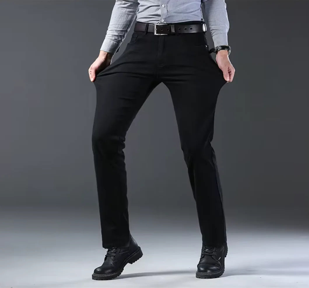 2026 New Style Business Men's Jeans Casual Straight Stretch Fashion Classic Blue Black Work Pant Denim Trousers Male Clothing - Matrix Studios
