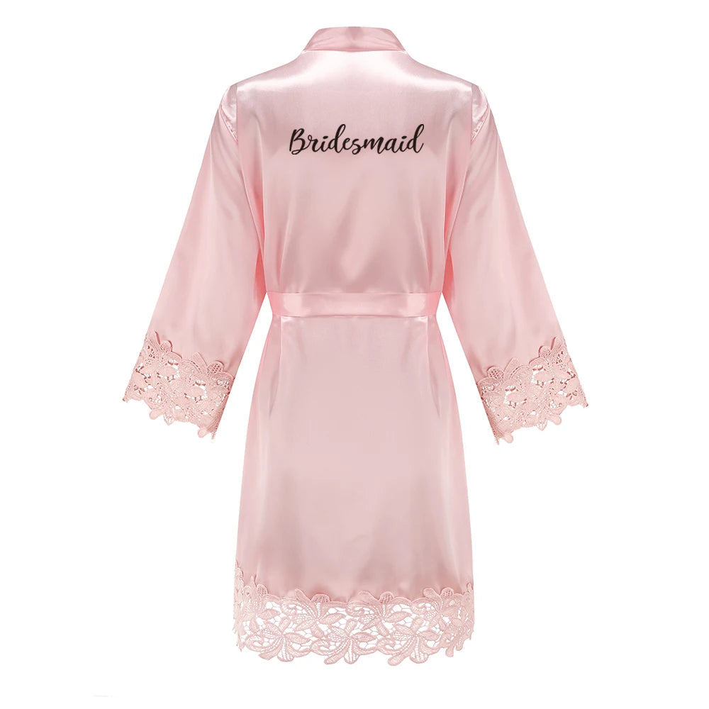 Bridesmaid Robes Rose Gold Bride Robe Wedding Bridesmaid Gift Satin Lace Robe Bridal Dressing Gown Bachelorette Party Pajamas - Matrix-studios.com
