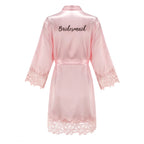 Bridesmaid Robes Rose Gold Bride Robe Wedding Bridesmaid Gift Satin Lace Robe Bridal Dressing Gown Bachelorette Party Pajamas - Matrix-studios.com