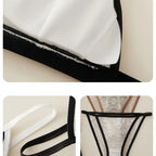 Women Triangle Bra and Panties Set Sheer Floral Lace Bralette Low-Rise Briefs Sexy Lingerie Set Removable Pads Ladies Underwear - Matrix-studios.com