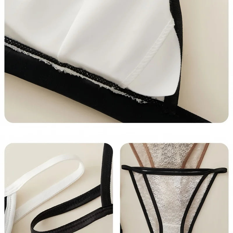 Women Triangle Bra and Panties Set Sheer Floral Lace Bralette Low-Rise Briefs Sexy Lingerie Set Removable Pads Ladies Underwear - Matrix-studios.com