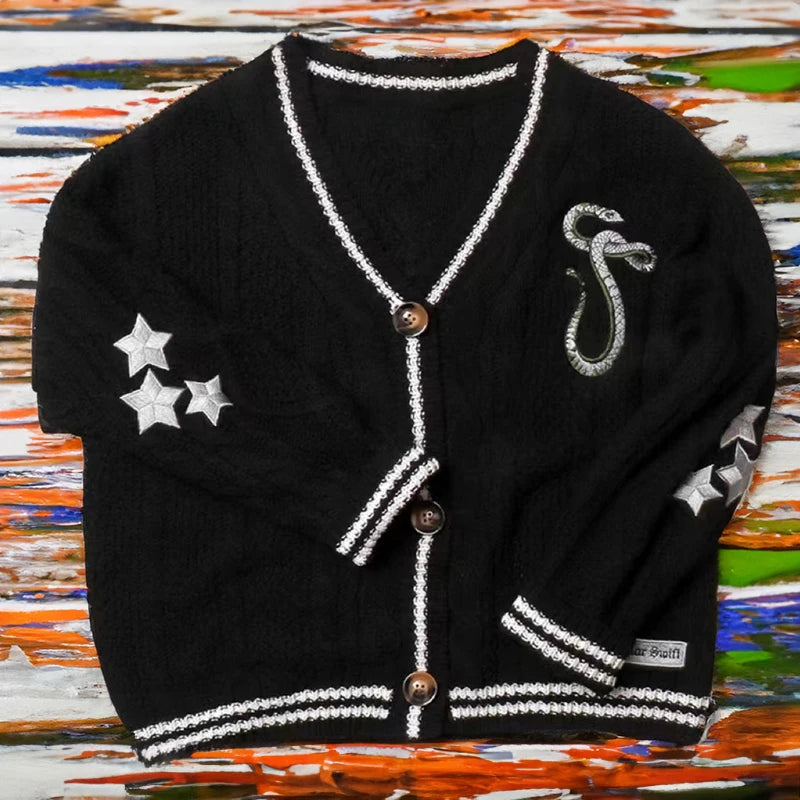 Evermore Cardigan Taylor Version Green Vine Embroidered Button Down Cable Knit Sweater Women Fall Winter Vintage Outfit - Matrix Studios
