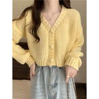 Women sweater cardigans V-neck button up casual knit sweet cardigan coat for woman 2024 Autumn Winter - Matrix Studios