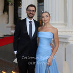 OIMG Maxi Strapless A Line Prom Gowns Backless Pleated Party Gown Floor Length Evening Dress vestidos de gala Customized - Matrix-studios.com