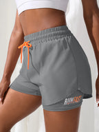 Women's High Rise Yoga Shorts With Elastic Proximity Control Running Shorts, Fake Two Pieces Pants - Matrix Studios