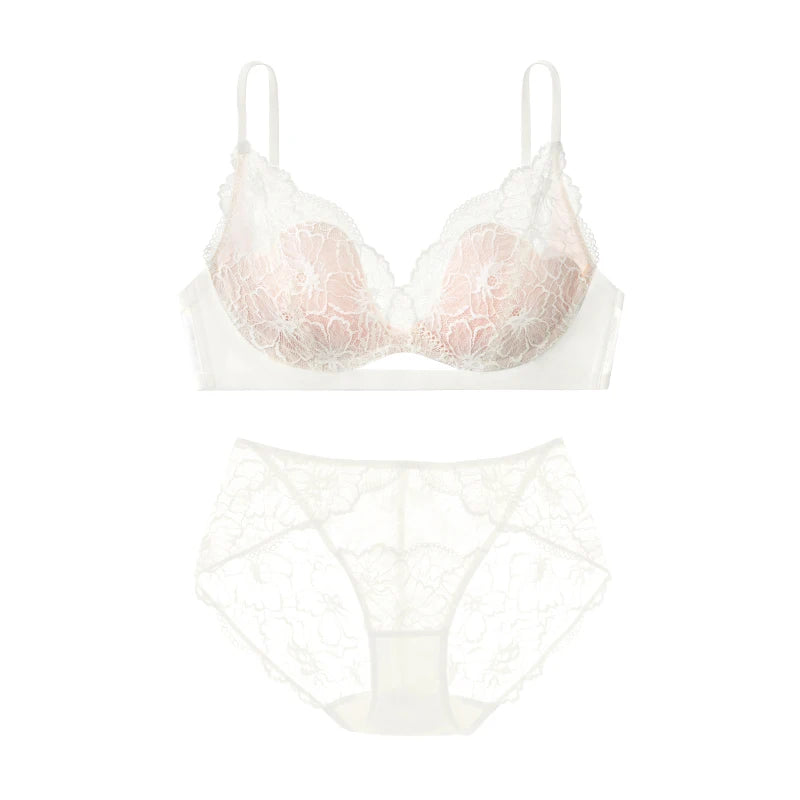 SUJIIN Summer Sexy Bra and Panty Sets for Woman Lace Comfort Thin Bras Set Women's Small Chest Wireless Lingeries Sexy Hot MX325 - Matrix Studios