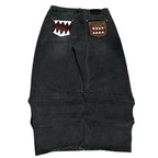 Washed Black Baggy Men Monster Tooth Embroidery Jeans Pocket Wide Leg Denim Pants Y2k Streetwear Hip Hop Loose Trousers Unisex - Matrix Studios
