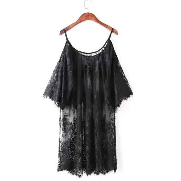 Off Shoulder Lace Beach Cover Up Pareo Playa Coverup Dress Vestido Livre Swimsuit Wear Swimwear White Lace Women Beachwear - Matrix Studios