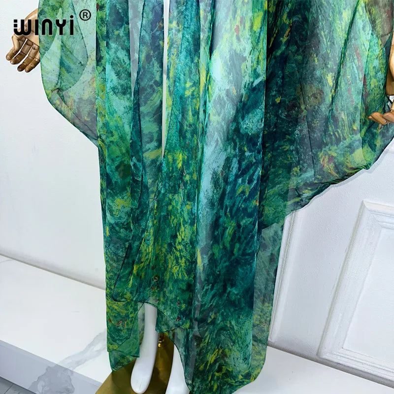 WINYI Kimono Summer Perspective Sexy Cardigan Beach Dress Abaya Dubai Luxury Bikini Cover Up Holiday Beach Outfits for Women - Matrix Studios