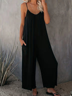 Plus Size Women's 2025 Summer Jumpsuit - Sleeveless Wide Leg Romper with Side Pockets, Casual One Piece Outfit - Matrix Studios