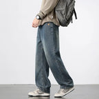 Spring Autumn New Men's Straight Vintage Fit Jeans Casual Trousers High Quality Male Korean Fashion Baggy Wide Leg Denim Pants - Matrix Studios