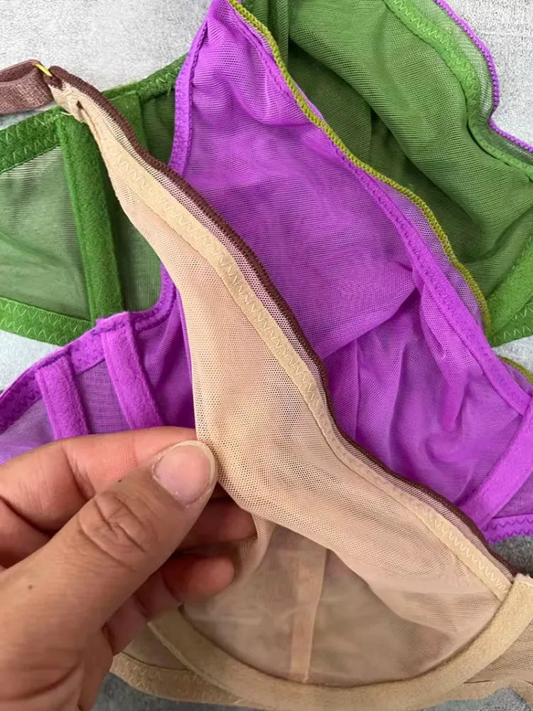 YUQI French Summer Bra - Sexy Euro Color-Block Lingerie | Slim Push-Up Lift & Anti-Sag Support | Anti-Sag Comfort Fit Underwear - Matrix-studios.com