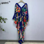 WINYI Print Summer Maxi Dress Muslim Abaya Lady Beach Cover Up Muslim Woman Dresses Beachwear Fashion Kaftan Abaya Dubai Luxury - Matrix Studios